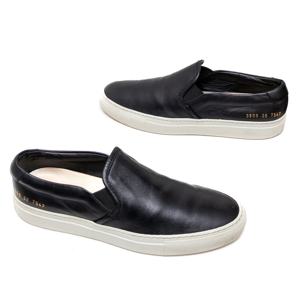 Common Projects Women's Slip-On Sneakers – Black Leather – Size EU 38 / US 8